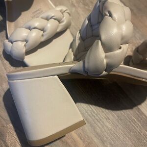 Serra Braided Block Heel Sandals - Light Gray